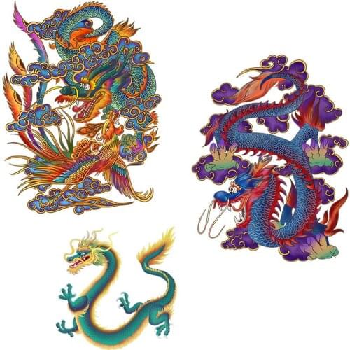 Three Ratels QC535 Colorful dragon in traditional classical art wall sticker art for bedroom home decoration accessories