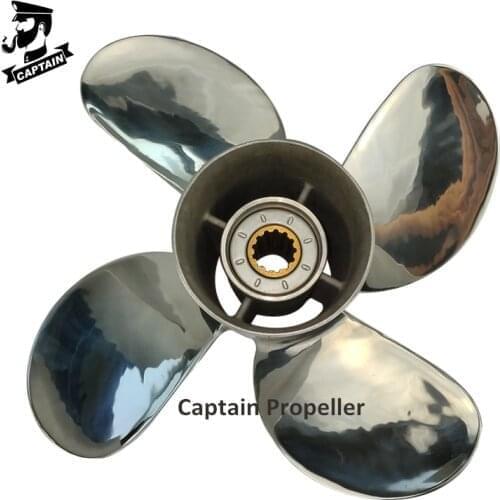 Captain Propeller 11 5/8x11 Fit Yamaha Outboard Engines T25HP 48HP F50 55HP Stainless Steel 13 Tooth Spline RH 4 blade