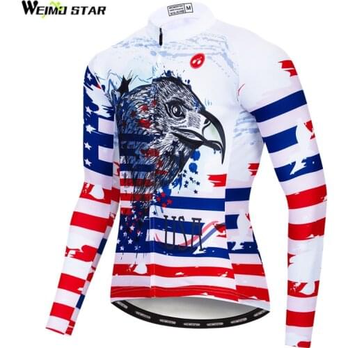 Weimostar USA Team Pro Cycling Jersey Long Sleeve Autumn MTB Road Bike Jersey Breathable Bicycle Shirt Wicking Cycling Wear Ropa