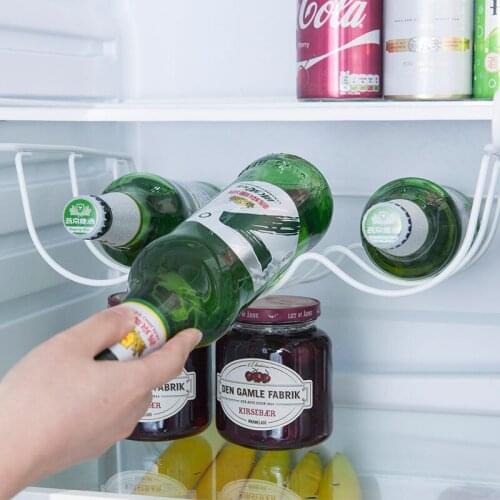 Refrigerator Storage Rack Beer Rack Household Items Kitchen Storage Home Supplies Creative Iron Shelf Fridge Organizer