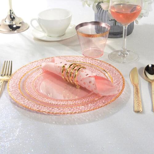 Gold Pink Disposable Tableware Plates Cup Napkin Birthday Party Decorations Wedding Supplies Baby Shower Favors