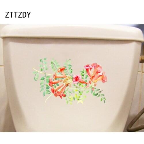 ZTTZDY 15.1*23CM Watercolor Trumpet Bathroom Decor Toilet Seat Stickers Creative Rooms Wall Decal T2-0283
