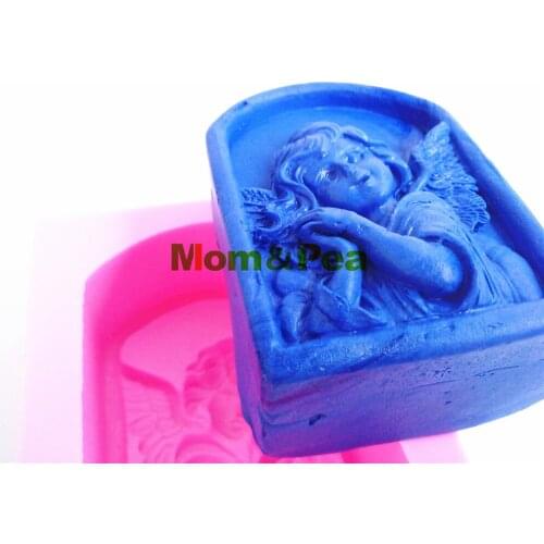 Mom&Pea 0390 Free Shipping Angel Silicone Soap Mold Cake Decoration Fondant Cake 3D Mold Food Grade Silicone Mould