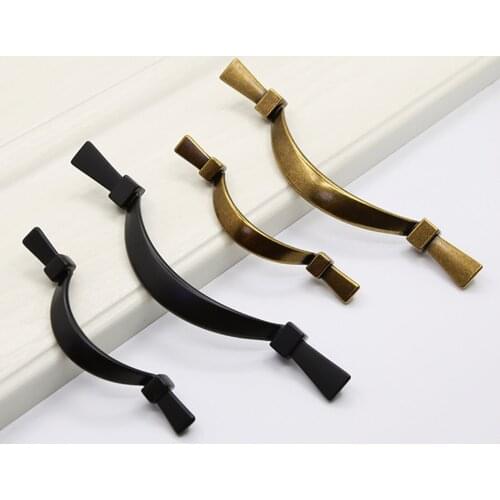 1pc Arch Shape Handle Simple Bridge Pull w/screw Alloy Knob 64/96mm Hole Bronze/Black Home Decor Cabinet Furniture Door Drawer
