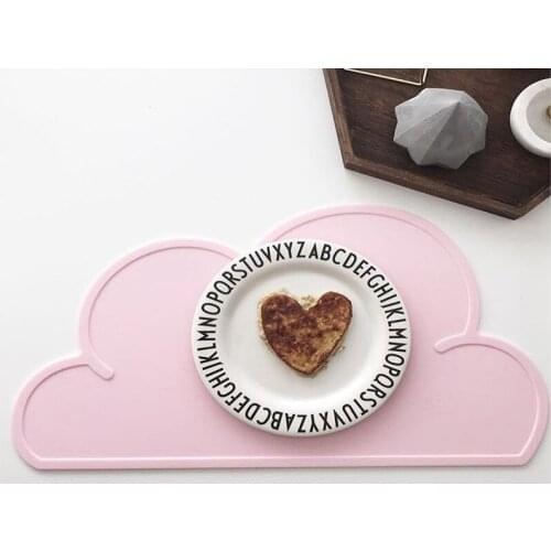 20pcs/lot Fast Shipping 47*27cm Waterproof Silicone Placemat Bar Mat Baby Kids Cloud Shaped Plate Mat Table Mat