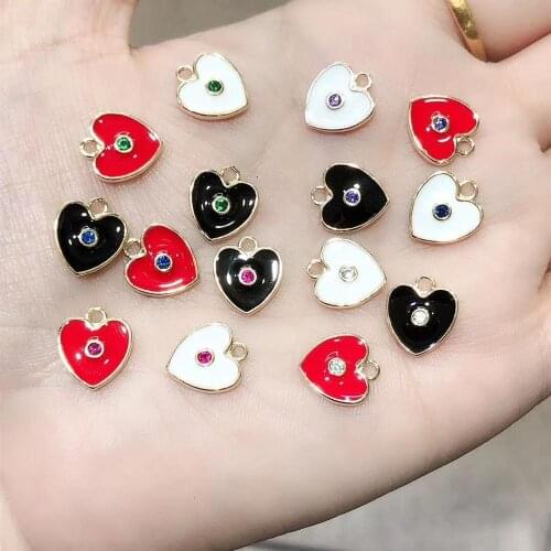 50pcs/lot Oil dropped metal necklace pendant, Gold plate heart women jewelery, original design, spring gift