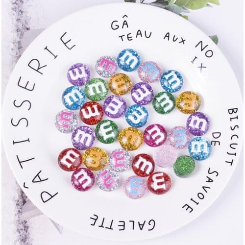 50Pcs Cute Nail Rhinestones Flatback 15mm M Candy Nail Art Design Charms Resin Gem Ornaments For Nail Accessories 3D Decals