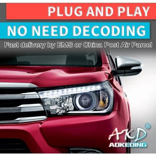 AKD tuning cars Headlight For Toyota REVO Hilux Headlights LED DRL Running lights Bi-Xenon Beam Fog lights angel eyes Auto level