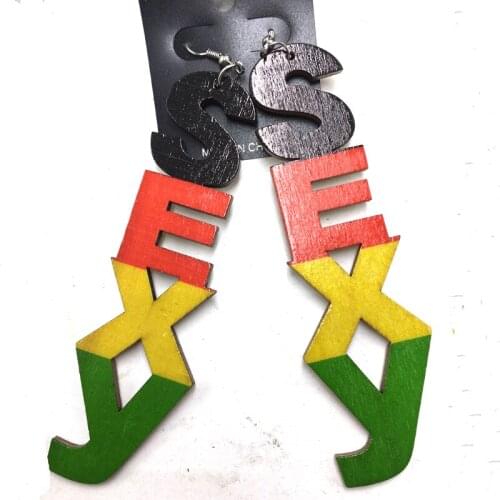 Free Shipping!Printing Sexy Words wooden earrings