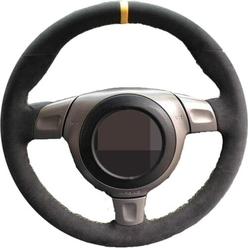 Car Steering Wheel Cover DIY Hand-stitched Non-slip Black Genuine Leather Suede For Porsche 996 911 2006-2007
