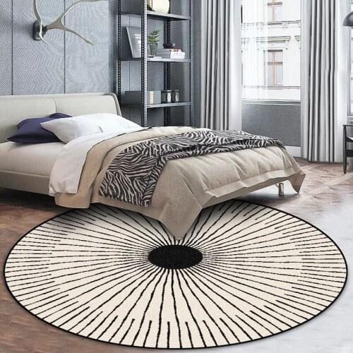 DeMissir Concise Black Lines Round Area Rugs Carpets For Home Living Room Bedroom Chair Mat tapete para sala alfombras