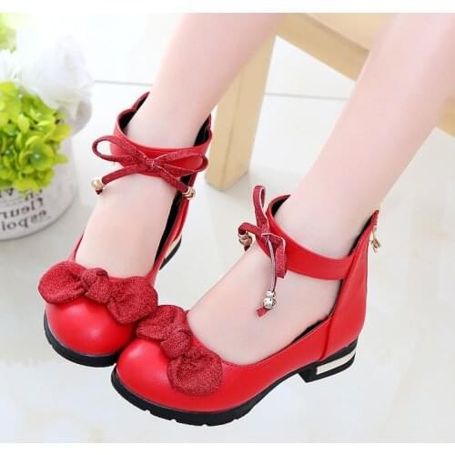 Kids Leather Fashion Shoes Girls Wedding Dress Shoes Children Princess Casual Dance Shoes Flat Sandals
