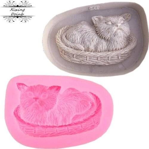 DIY cat shape silica gel mold sugar technology candy fudge mold cake decoration tool soap resin clay Chocolate Mold