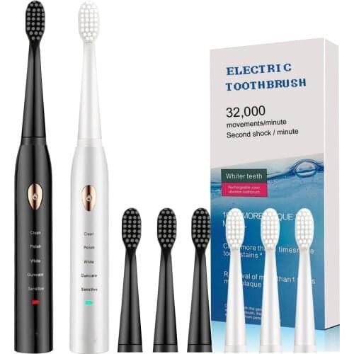 Newest Super Sonic Electric Toothbrushes for Adults Kids Smart Timer Rechargeable Whitening Toothbrush IPX7 with 3 Brush Heads