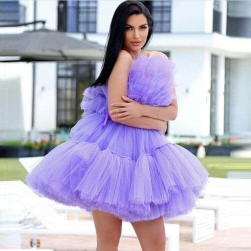 Purple Exquisite Tulle Strapless Sexy Plus size Dress Floor length Fold with Train Tulle Ball Gown With Train