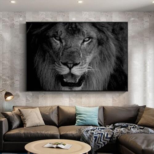 Lion Head on Black Background Canvas Paintings on The Wall Art Posters and Prints African Lion Art Pictures Home Wall Decor