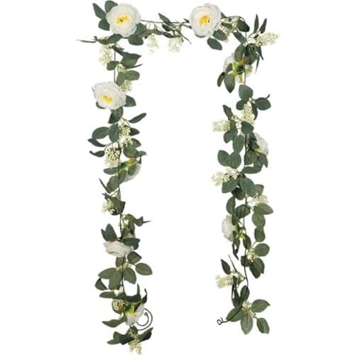 Artificial Flower Silk Flowers Camellia Leaf Garland Vine Real Touch Silk Flower Garland String With Leaves Wedding Garden Deor