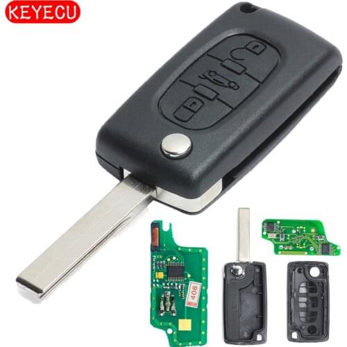 Keyecu Flip Remote Key 3B Electronic ID46 433MHz FSK for Peugeot 408 FCC ID: 2012DJ7678 / 2012DJ7679 After 2005-2011 HU83/VA2