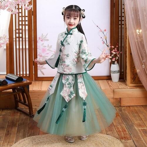 Chinese Hanfu Dress Ancient Tradition Stage Dance Costume Girl Asian Clothes Kids Palace Chinese Wedding Oriantal Dance Clothes