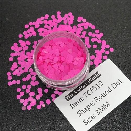 TCT-229 Round Dot Shape Neon Bright Matte Color 3MM Solvent Resistant Nail Glitter Nail Art Decoration Henna Nail Polish DIY