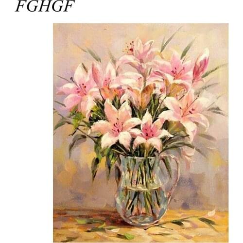 FGHGF Painting By Numbers Flower Pictures On Canvas Wall Sticker Home Decor Living Room Chinese Style Flower