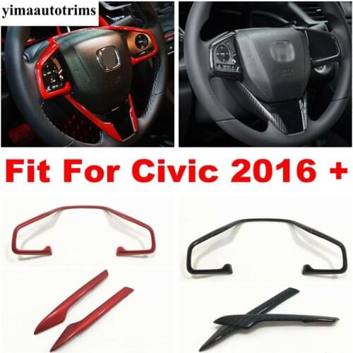 Steering Wheel Gear Shift Paddles Cover Sticker Strip Trim For Civic 2016 - 2020 Red / Carbon Fiber Interior Refit Decoration