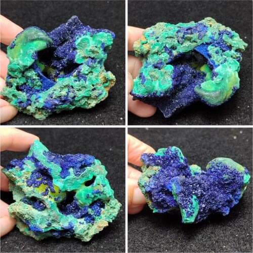 80.2g-153.6gNatural blue copper and Malachite original stone specimens, healing energy home decoration