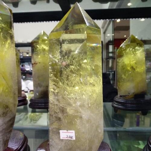 Natural Smoky Citrine Quartz Crystal Obelisk Wand Point Healing +stand