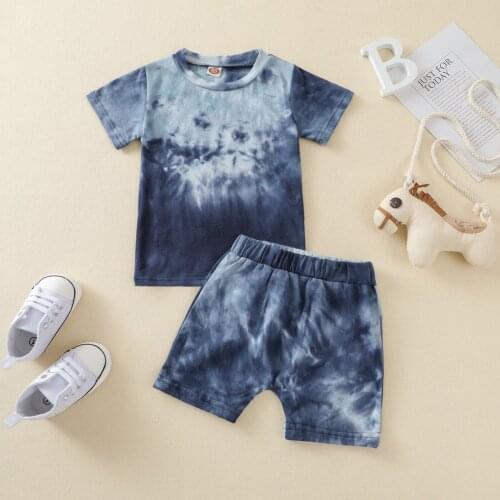 2021 New Summer Children 2-Pieces Clothes Toddler Baby Boy Girl Outfit TieDye Short Sleeve T-Shirt Shorts 2PC Clothes Set