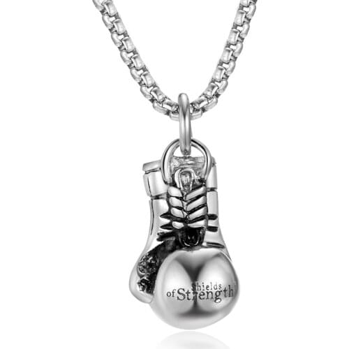 Mens Stainless Steel Boxing Glove Necklace Chain Boxing Glove Pendant Necklaces for Men Charm Fashion Sport Fitness Jewelry