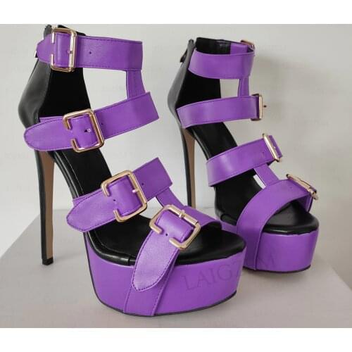 SEIIHEM FASHION Women Platform Sandals Back Zip Peep Toe Stiletto High Heels Sapato Mujer Female Shoes Women Plus Size 46 50 52