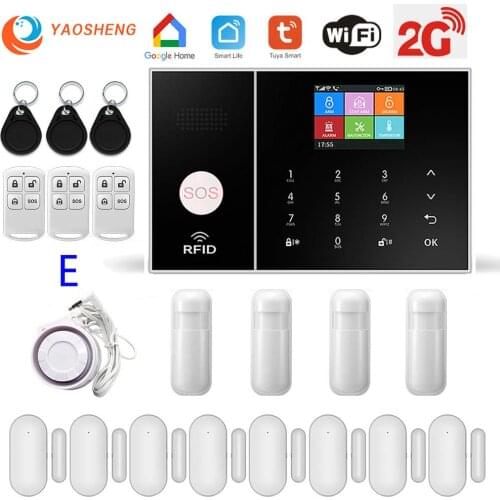 NEW WIFI GSM/2G/3G/4G Wireless Burglar Home Security Alarm System With Motion Sensor TUYA Smart Life APP Supports Alexa&Google