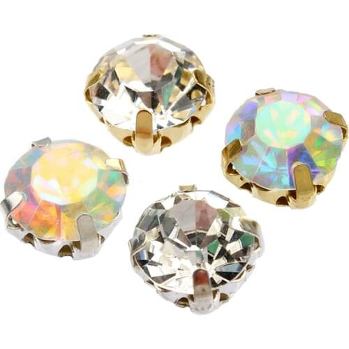 Crystal AB Sew on Rhinestone Mix Size Gold/Silver Claw Rhinestone For DIY clothing decoration accessories