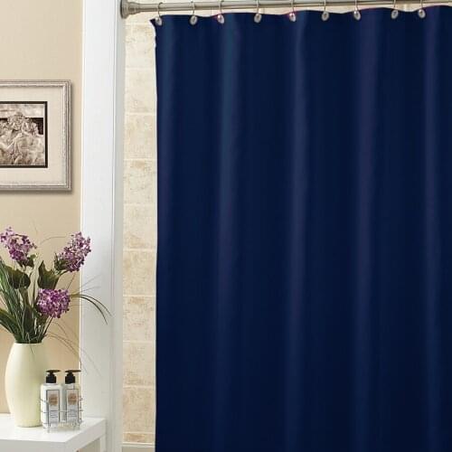 Dark blue terylene fabric waterproof bathroom shower curtain solid color