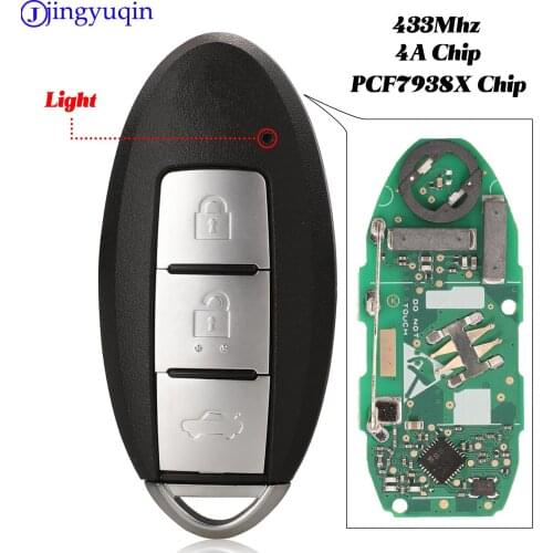 Jingyuqin Smart Remote Key 433Mhz 4A/PCF7938x Chip For Nissan Altima 2019 Control Full Key