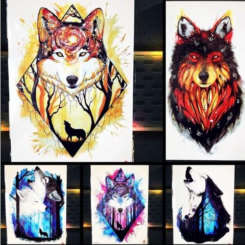 Beauty Forest Wolf Waterproof Tattoo Stickers Men Summer Chest Temporary Tattoo Women Fashion Transferable Tatoo DIY Decals
