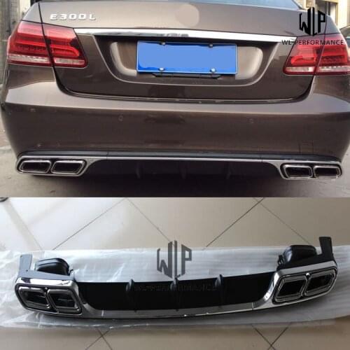 W212 Amg style Carbon Fiber Rear Lip Diffuser with tail pipes Car Styling For Mercedes-Benz E Class Car Body Kit 14-16