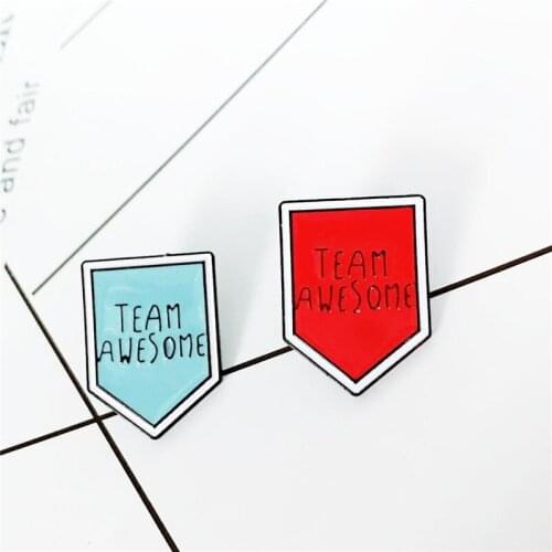 XEDZ New fashion classic blue red letter badge brooch TEAM AWESOME trend simple shirt backpack jewelry badge