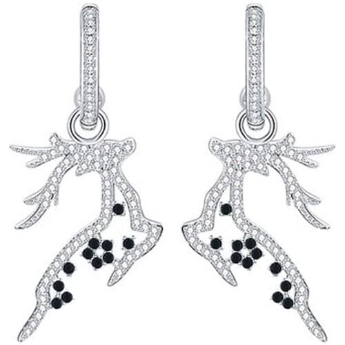 Sodrov Authentic 100% 925 Sterling Silver Earring Black Spinel Anniversary Elk Drop Earrings for Women Fine Jewelry I130