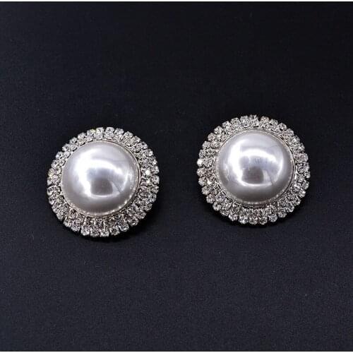 Women Earrings Large Pearl Crystal Piercing Earrings With Diamond Luxury Shining Fashion Round Jewelry Wedding Bridesmaid Gifts