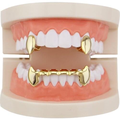 Hip Hop Teeth Grillz For Men Vampire Fang Punk Tooth Cap Top Bottom Tools Grill Mouth Grills Fashion Body Jewelry Accessories