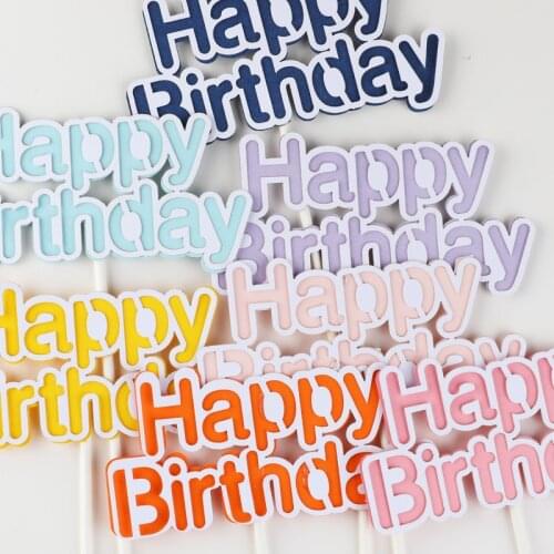 1PC Candy Colot Happy Birthday Cake Topper for Party Decoration Kids Baking Supplies Anniversary Cute Gifts