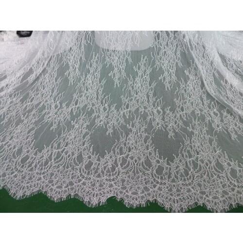 1 Yard 2017 Hot Sale 150cm Flower Net Embroidered Fabric In White Soft Eyelash Lace Fabric DIY Dress Curtain Decoration