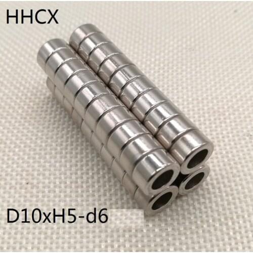 100pcs/lot Ring magnet 10x5 Hole 6 N35 Strong NdFeB magnet 10*5 Permanent Neodymium magnet D10xH5-D6 for speaker