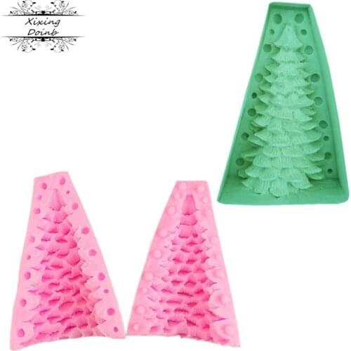 2Pcs/set 3D DIY Cake Tools Christmas tree silicone mold dessert Decorating Cupcake Gumpaste fondant Polymer Clay Resin mould