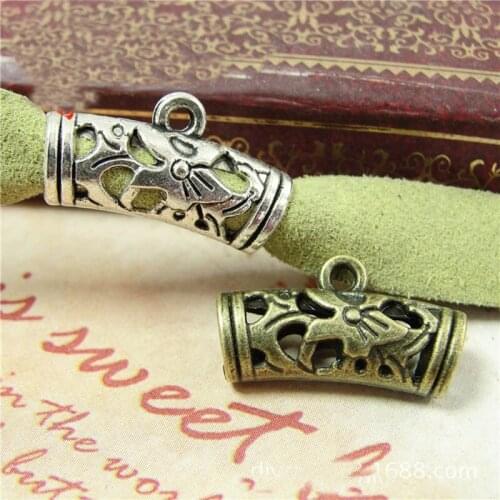 20pcs 12*20MM Antique Bronze Metal Spacer Beads 5MM Hole Tube Beads Fit Charms Bracelet Necklace DIY Jewelry Making Findings