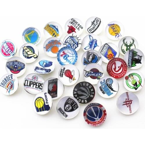 Hot selling Mix 50pcs basketball team sports snap button jewelry DIY snaps bracelet&bangles button jewelry 18mm