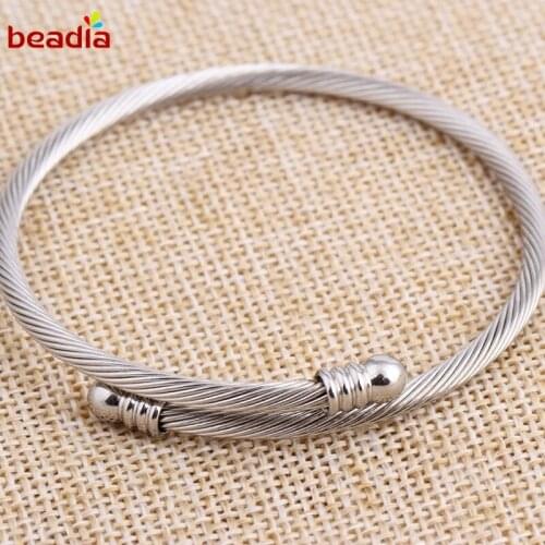 3-color glossy beads bracelet, stainless steel bracelet women simple personality clothing accessories