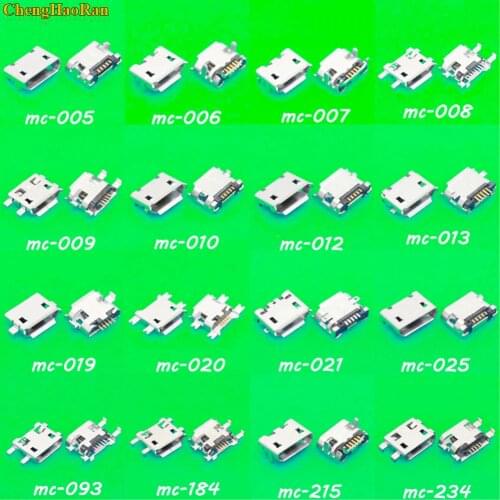 ChengHaoRan 16models 16pcs - 80pcs Mix SMD DIP V8 Port Charging Data Plug Micro USB Jack 5P 5pin USB Charging Socket Connector