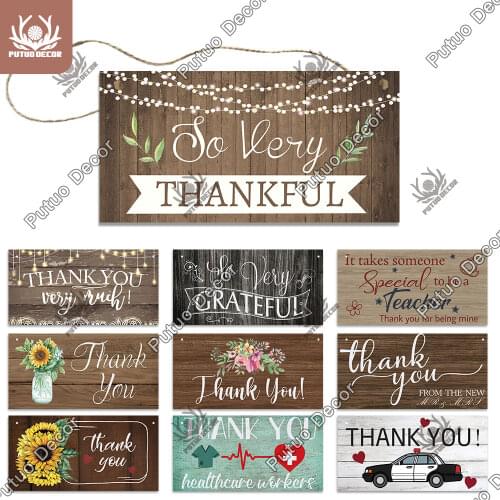 Putuo Decor Thank You Wooden Hanging Signs Pendant Decorative Plaques Thanks Gift for Parents Doctor Police Superhero Gift Decor